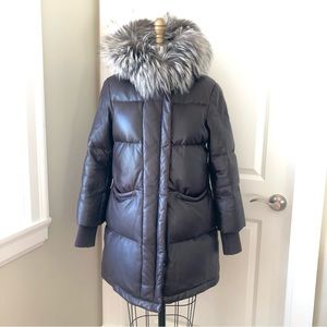 OrYany Genuine Leather Down Parka with Real Fur Trim Hood